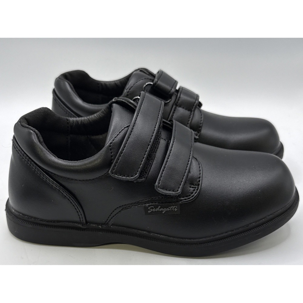 New Boys Sedagatti Size 12 Hook & Loop Black‎ Dress Shoe Uniform Dress Play